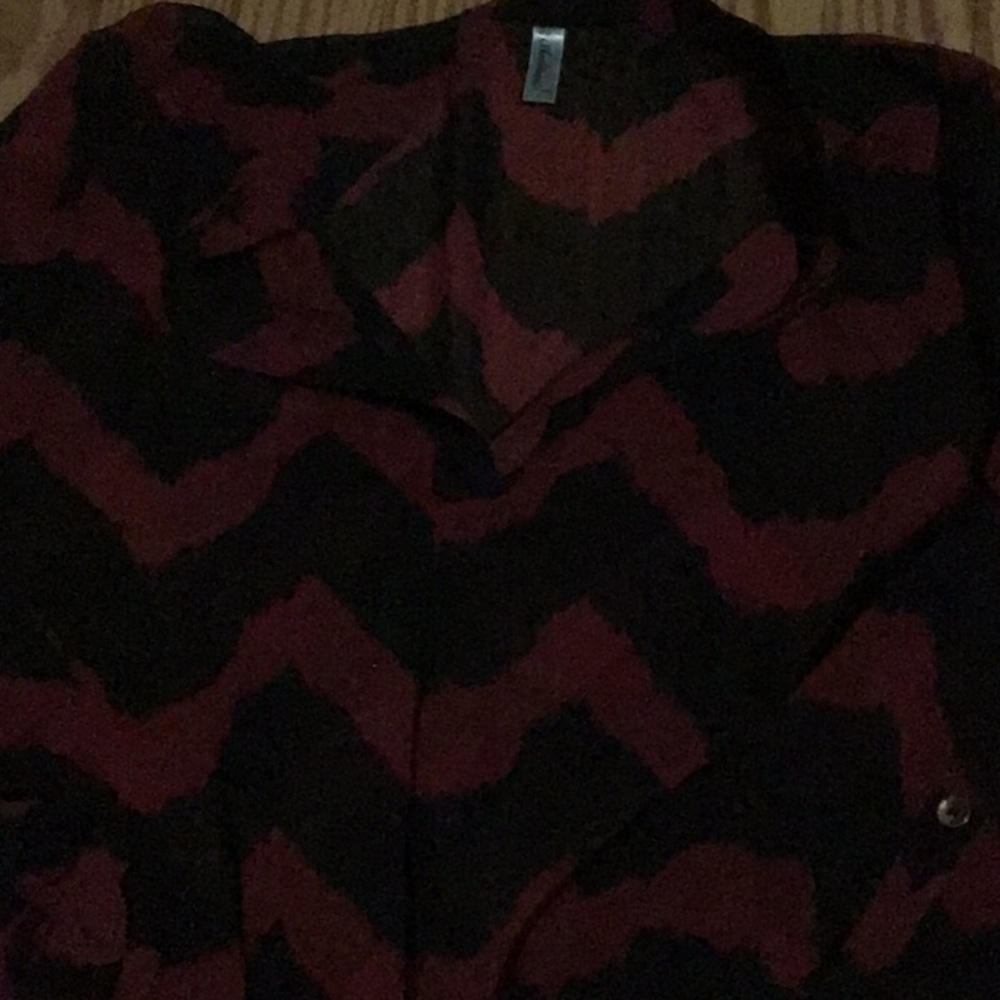 Black and burgundy see through blouse